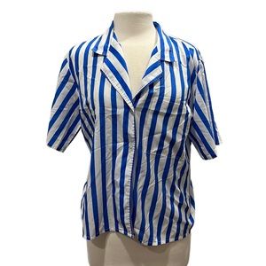 Diane Von Furstenberg Vintage Blue and White Striped Shirt Size M